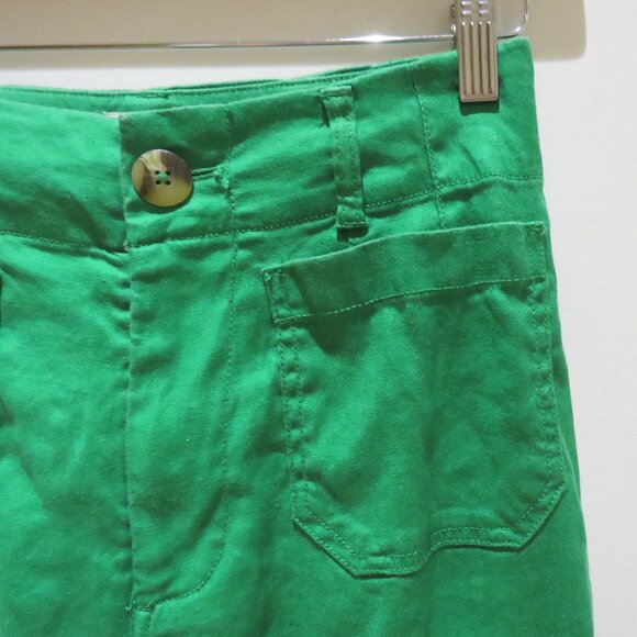 ANTHROPOLOGIE MAEVE The Colette Cropped Wide Leg Linen Pants in Bright Green 25 - Picture 5 of 15
